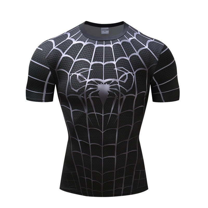 Black spider t-shirt fitness clothes