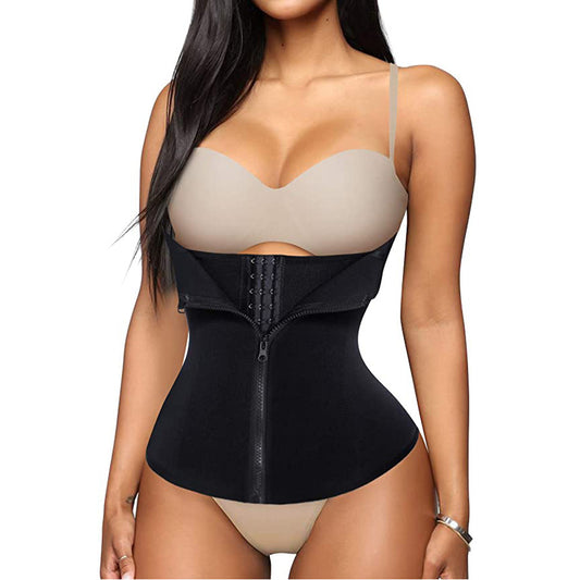 Zip Waist Closure Belly Belt Corset Sports Fitness Double Layer Neoprene Three-Breasted Corset