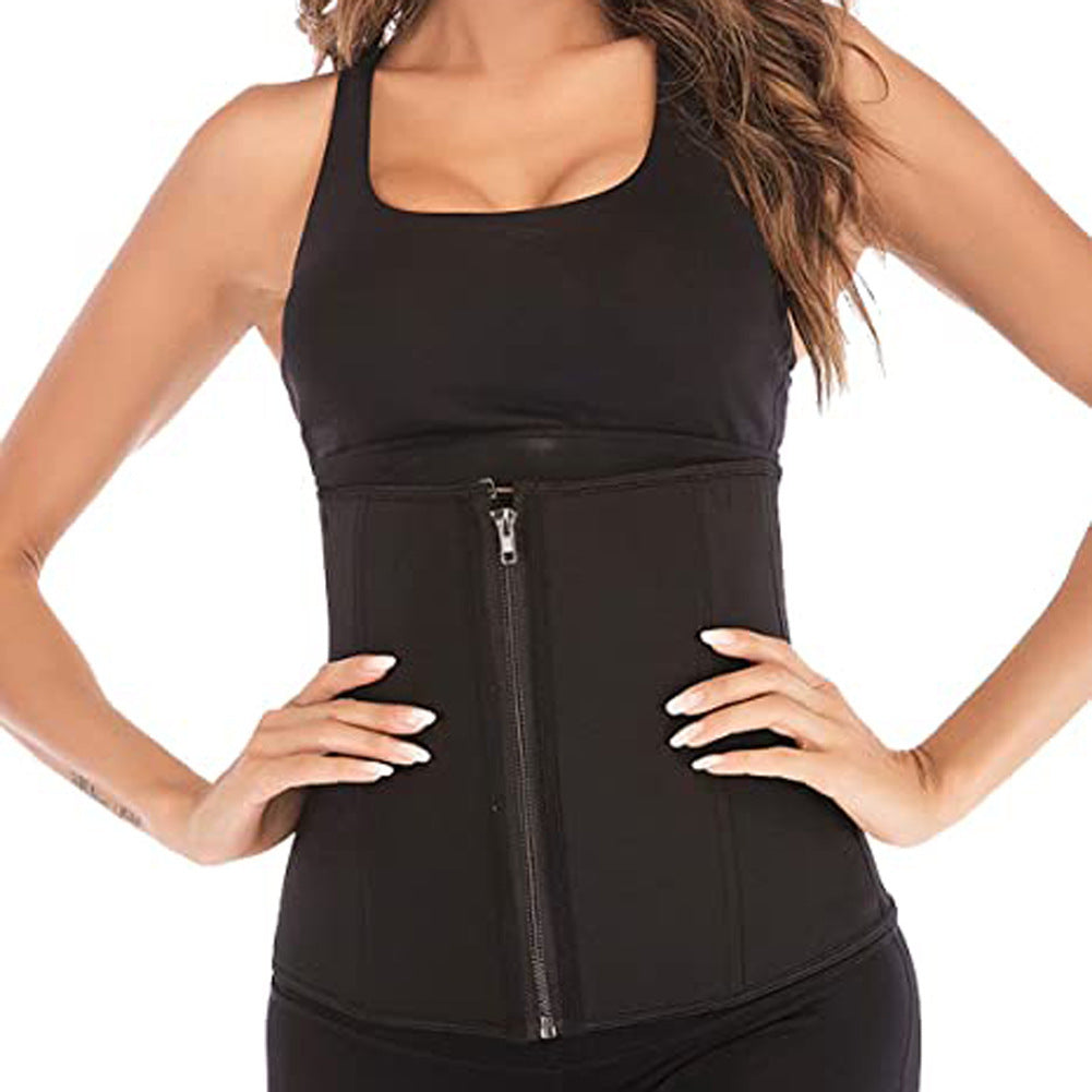 Zip Waist Closure Belly Belt Corset Sports Fitness Double Layer Neoprene Three-Breasted Corset