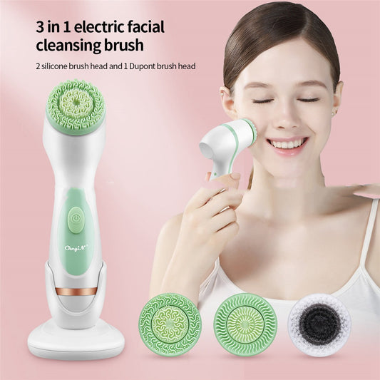 3-in-1 Multifunctional Silicone Face Neck Eye And Other Skin SPA Cleaning Massage Makeup Remover Facial Cleansing Instrument MR443