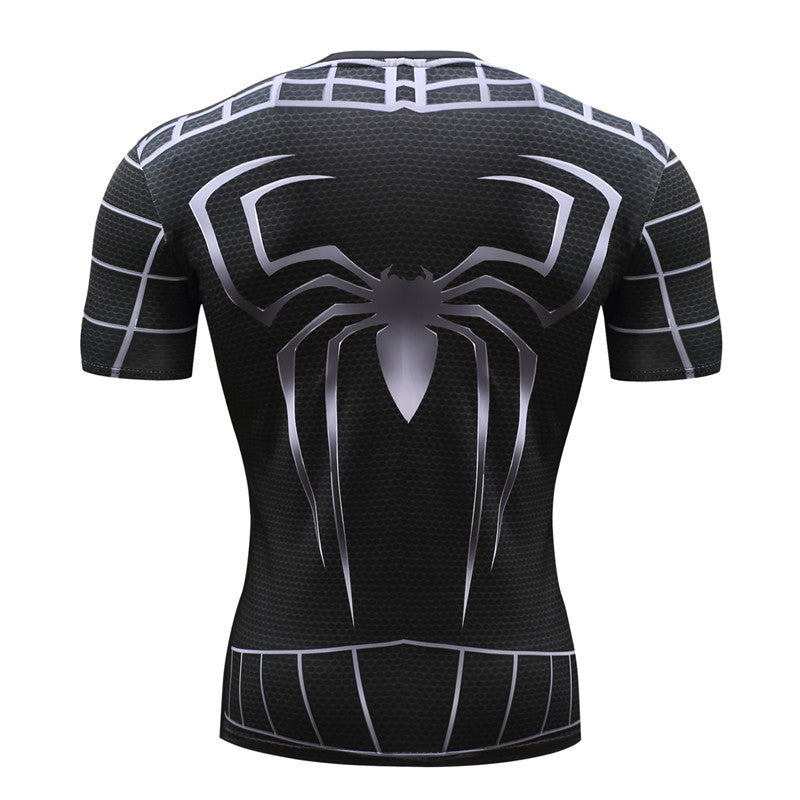 Black spider t-shirt fitness clothes