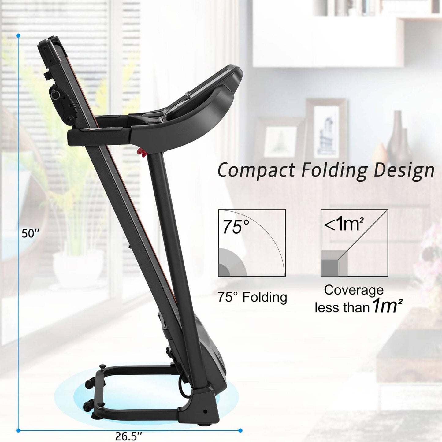 Compact Easy Folding Treadmill Motorized Running Jogging Machine Audio Speaker