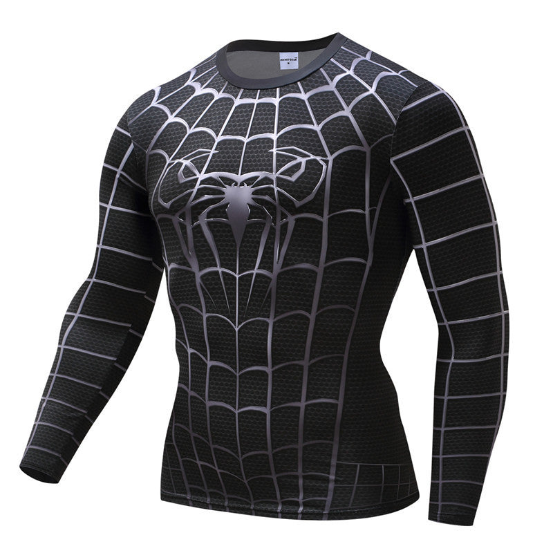 Black spider t-shirt fitness clothes