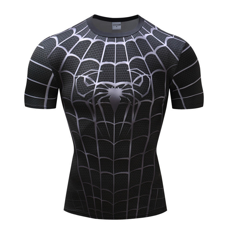 Black spider t-shirt fitness clothes