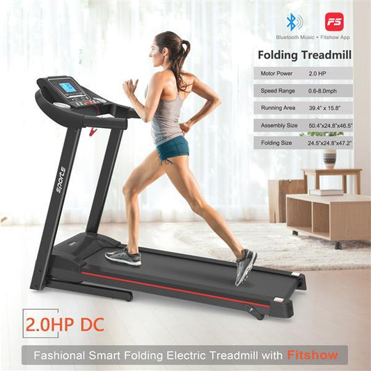 Foldable Treadmill With Tilt Function, 5-inch LCD Screen, 250 Pound Capacity, Bluetooth Music