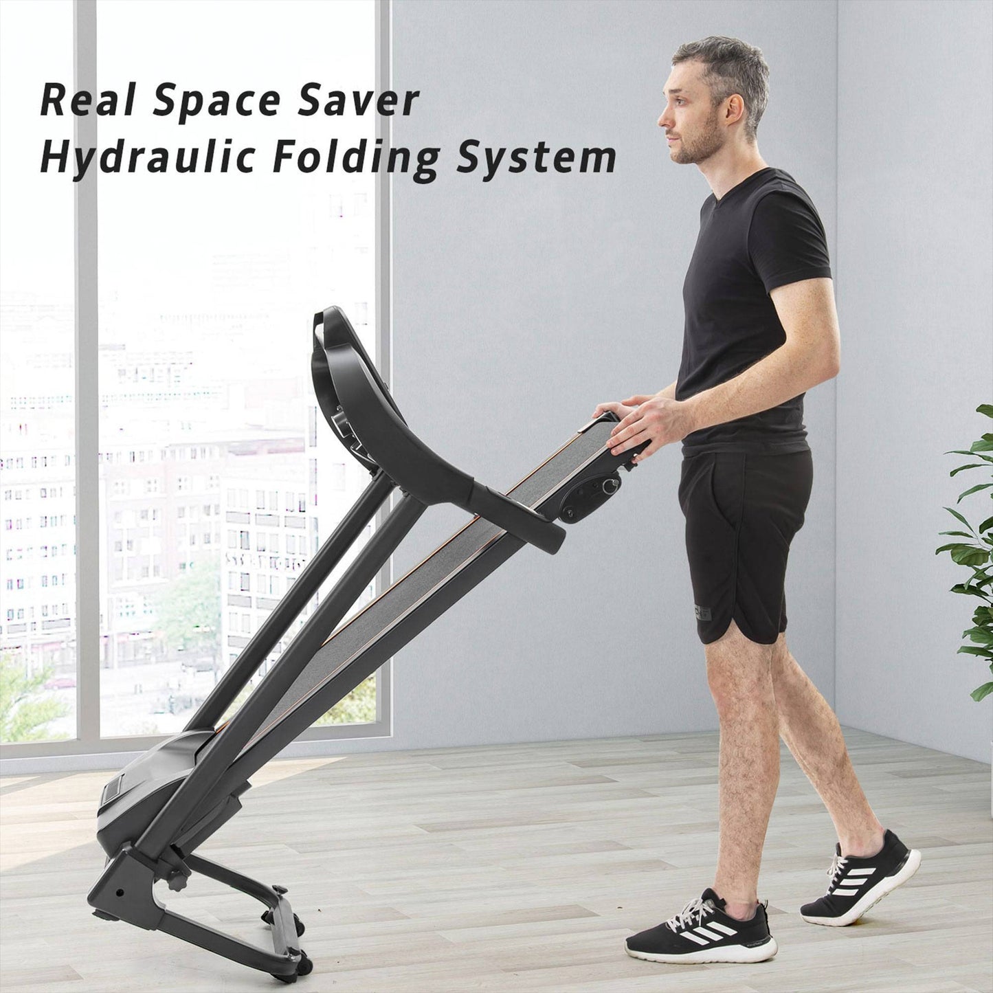 Compact Easy Folding Treadmill Motorized Running Jogging Machine Audio Speaker