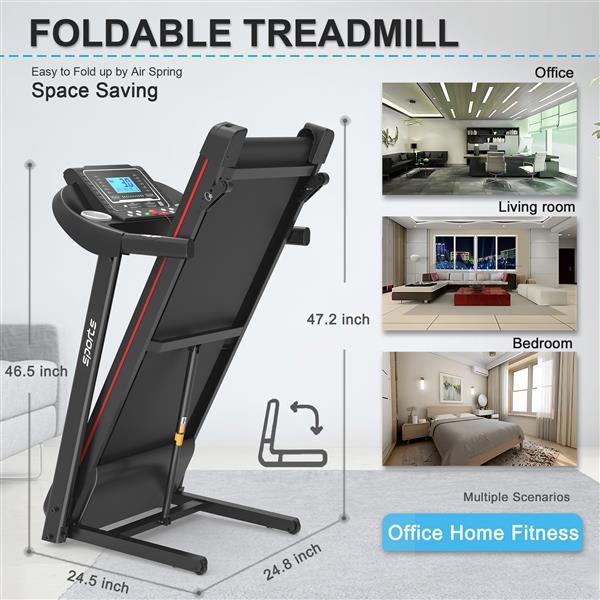 Foldable Treadmill With Tilt Function, 5-inch LCD Screen, 250 Pound Capacity, Bluetooth Music